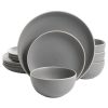 Gibson Home Rockaway 12 Piece Dinnerware Set Service for 4 Grey Matte 114388.12RM Service for 4 12pcs Matte Grey NEW 1