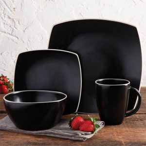 Gibson Home Soho Lounge Square 16 Pc. Dinnerware Set Matte Black 2