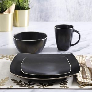 Gibson Home Soho Lounge Square 16 Pc. Dinnerware Set Matte Black 4