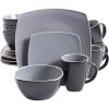 Gibson Home Soho Lounge Square 16 Pc. Dinnerware Set Matte Gray