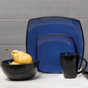 Gibson Home Soho Lounge Square Blue Dinnerware Set 16 Piece 2
