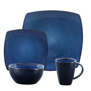 Gibson Home Soho Lounge Square Blue Dinnerware Set 16 Piece 3