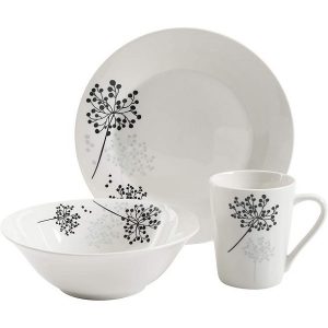 Gibson Netherwood 12 Piece Round Glaze Dinnerware Plates Bowls and Mugs White 2