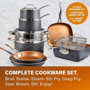 Gotham Steel 20 Piece Pots and Pans Set, Nonstick Ceramic Coating G15E 8 Gotham Steel 20 Piece Pots and Pans Set Nonstick Ceramic Coating G15E 3