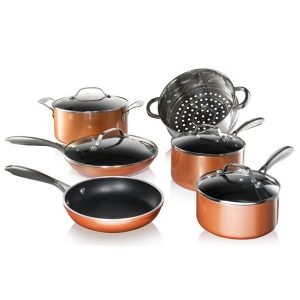 Gotham Steel Copper Cast Pots and Pans Set, 10 Piece G15V