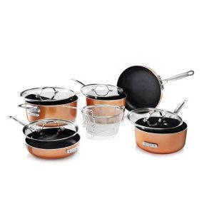 Gotham Steel Copper Cast Stackmaster Pots and Pans Set, 10 Piece G16E