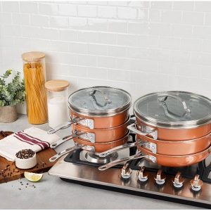 Gotham Steel Copper Cast Stackmaster Pots and Pans Set 10 Piece G16E 4