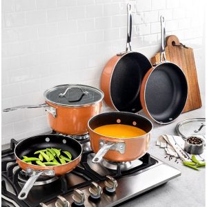 Gotham Steel Copper Cast Stackmaster Pots and Pans Set 10 Piece G16E 5
