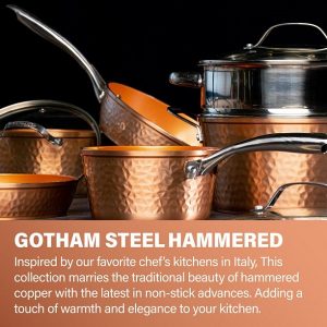 Gotham Steel Hammered Collection Pots and Pans Set 5 Pieces G16E 2