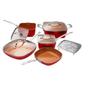 Gotham Steel Pots and Pans Set, 10 Piece Square Design with Ultra Nonstick G17U