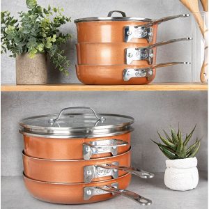 Gotham Steel Stackable Non stick 10 Piece Copper Cast Stackable G15P 3