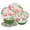 Gourmet Art 16 Piece Flamingo Heavyweight and Durable Melamine Dinnerware Set Service for 4. Includes Dinner Plates Salad Plates Dessert Plates and Bowls Everyday Use. 1