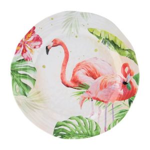 Gourmet Art 16 Piece Flamingo Heavyweight and Durable Melamine Dinnerware Set Service for 4. Includes Dinner Plates Salad Plates Dessert Plates and Bowls Everyday Use. 3