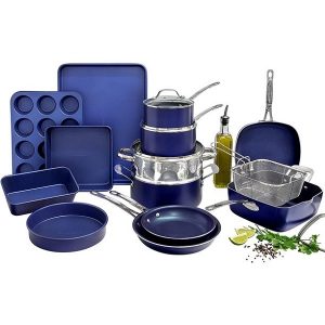 Granite Stone Blue 20 Piece Pots and Pans Set Nonstick Cookware G15U 2