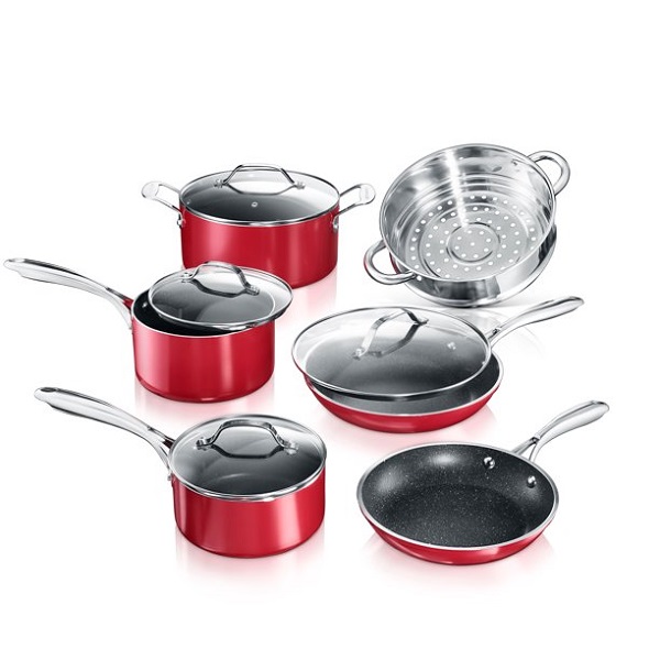 Granite Stone Pots and Pans Set, 10 Piece Nonstick Cookware Set G16K 3 Granite Stone Pots and Pans Set, 10 Piece Nonstick Cookware Set G16K