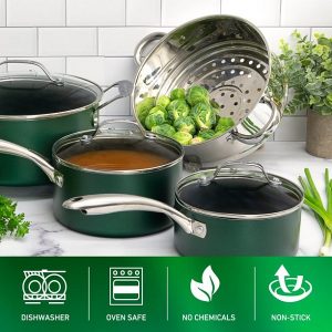 Granitestone Emerald Collection Pots and Pans Set 10 Piece Cookware G15O 4