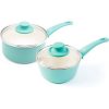 GreenLife Soft Grip Nonstick Saucepan Set 1 Qt 2 Qt Turquoise G16U 1