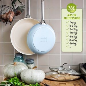 GreenPan Padova Ceramic Non Stick 10 Piece Cookware Set Light Blue G17A 2