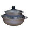 IMUSA USA GAU 89225 2 Piece Cast Aluminum Caldero Set with Glass Lid I16W 1