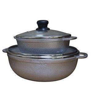 IMUSA USA GAU-89225 2 Piece Cast Aluminum Caldero Set with Glass Lid I16W