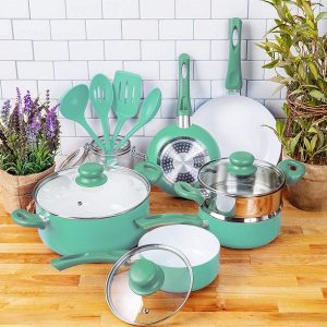 Ivation Ceramic Cookware 16 Piece Nonstick Cookware Set with Induction I15M 2