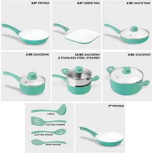 Ivation Ceramic Cookware 16 Piece Nonstick Cookware Set with Induction I15M 4