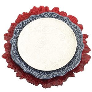 Koyal Wholesale Bulk Flora Glass Charger Plates Set of 4 Red Starburst Charger Plates Reef Charger Plates 2