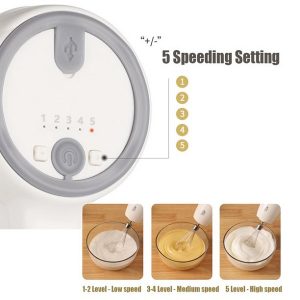 Lixada LOTOR Wireless Electric Hand Mixer 5 Speed Kitchen Handheld L10U 3