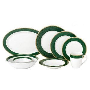Lorren Home Trends 50 Piece New Bone China Dinnerware Set Service for 8-Pine
