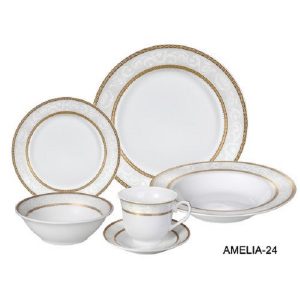 Lorren Home Trends Amelia 24 Piece Porcelain Dinnerware Set, Service for 4