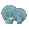 Lorren Home Trends LH516 16 Piece Distressed Weave Dinnerware Set44 Blue 1