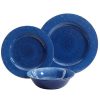 Mauna 12 pc Dinnerware Set Cobalt Blue Crackle Look Decal Melamine 1