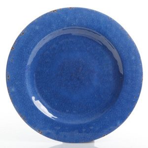 Mauna 12 pc Dinnerware Set Cobalt Blue Crackle Look Decal Melamine 4