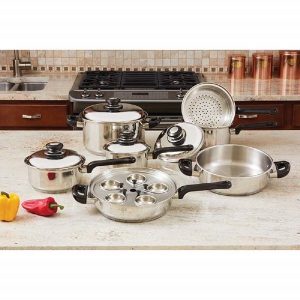 Maxam 17 Piece Stainless Steel Cookware Set M15R