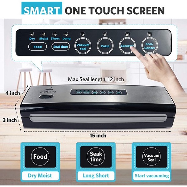 Meidong Food Saver Vacuum Sealer Machine Built in Air Sealing M7R 3 Meidong Food Saver Vacuum Sealer Machine Built in Air Sealing M7R