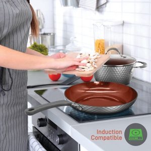 NutriChef 11 Piece Nonstick Diamond Pattern Kitchen Cookware Pot Pan N15Y 5