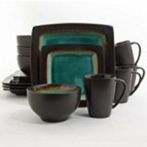 Ocean Paradise 16 Piece Square Reactive Dinnerware Set Jade 2