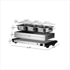 Ovente Electric Food Buffet Server Warmer 3 Portable Stainless O7W 2