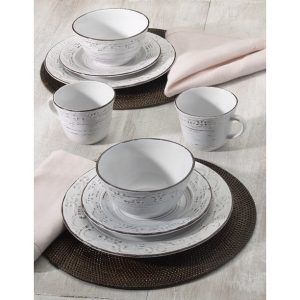 Pfaltzgraff Trellis White Stoneware 16 piece Dinnerware Set 3
