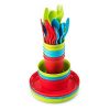 Plastic Dinnerware Set of 6 By Plaskidy 36 Piece Kids Dinnerware Set Includes Kids Cups Kids Plates Kids Bowls Flatware Set Kids Dishes Set are Reusable Microwave Dishwasher Safe BPA Free 1