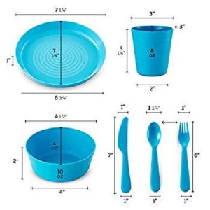 Plastic Dinnerware Set of 6 By Plaskidy 36 Piece Kids Dinnerware Set Includes Kids Cups Kids Plates Kids Bowls Flatware Set Kids Dishes Set are Reusable Microwave Dishwasher Safe BPA Free 2