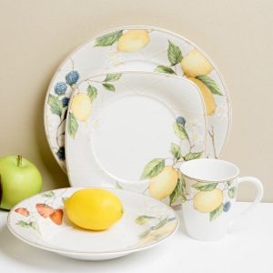 Red Vanilla Fruit Salad 16 Piece Dinnerware Set Service for 4 2