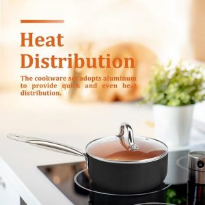 SHINEURI 5 Pieces Copper Cookware Pans and Pots Set 8 inch Omelet S16A 2