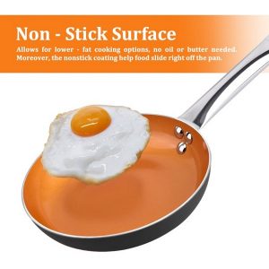 SHINEURI 5 Pieces Copper Cookware Pans and Pots Set 8 inch Omelet S16A 4