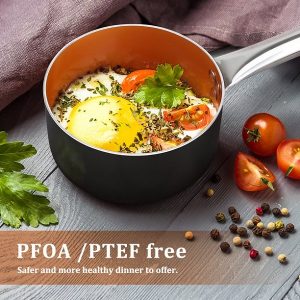 SHINEURI 5 Pieces Copper Cookware Pans and Pots Set 8 inch Omelet S16A 5