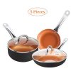 SHINEURI 5 Pieces Copper Cookware Pans and Pots Set 8 inch Omelet S16W 1