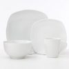 Safdie Co. 16 Piece Metric Soft Sqaure Porcelain Dinnerware Set White