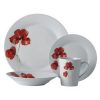 Safdie Co. 16 Piece Round Rim Dinnerware Set Ruby Poppi 1