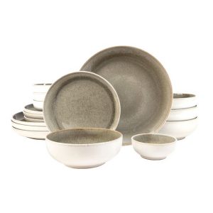 Sango Resona Stoneware Dinnerwware Set 16 Piece Set Moss Green 4