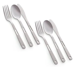 Stainless Steel Tableware Dish Set for Outdoor Plate Bowl Cup Cutlerys Mesh Kit 3